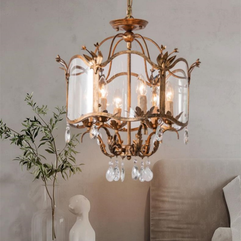 Home Textiles France - French Retro Candle Crystal Pendant Lamp