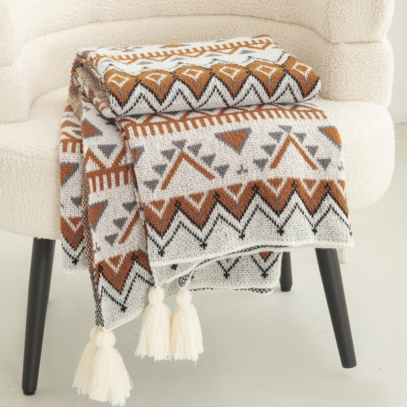 Luxury Home Textiles Usa - Bohemian Style Printed Knitted Blanket Luxury