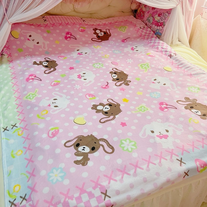 Home Textiles Blanket - Cute Sugarbunnies Coral Plush Blanket Office