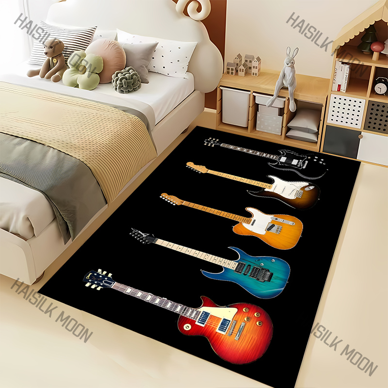Luxury Home Textiles Usa - Music Lovers Rock Guitar Pattern Carpet