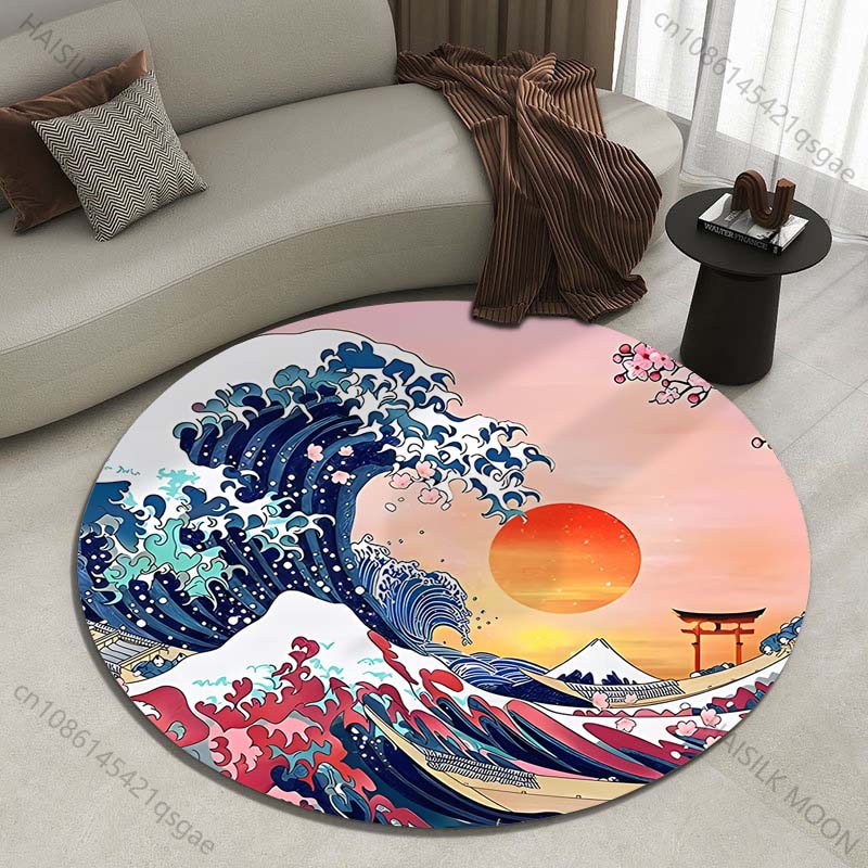Retro Japanese Kanagawa Waves  - Japanese Home Textiles recension och pris