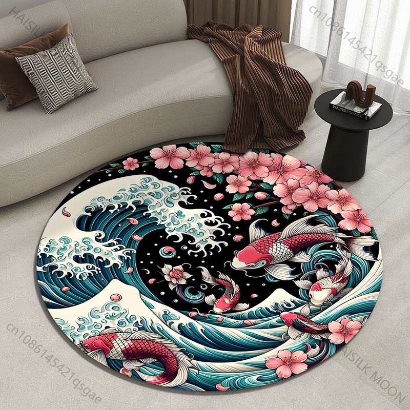 Retro Japanese Kanagawa Waves  - Japanese Home Textiles recension och pris