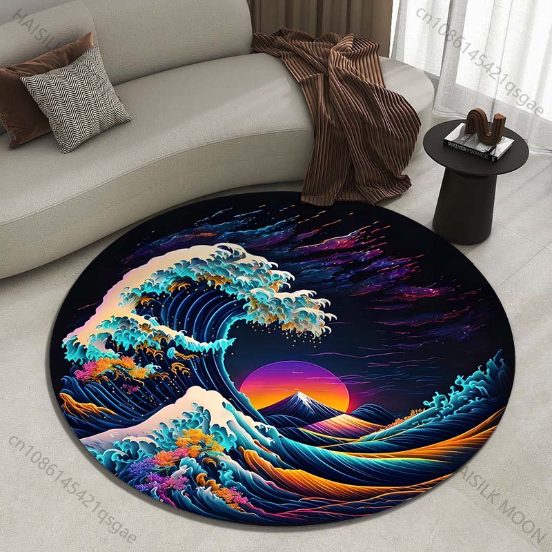 Retro Japanese Kanagawa Waves  - Japanese Home Textiles recension och pris