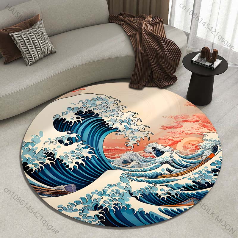 Retro Japanese Kanagawa Waves  - Japanese Home Textiles recension och pris