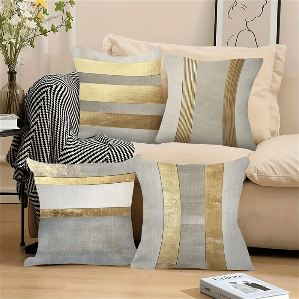 Glamorous Gold and Neutral Str - Luxury Home Textiles Usa recension och pris