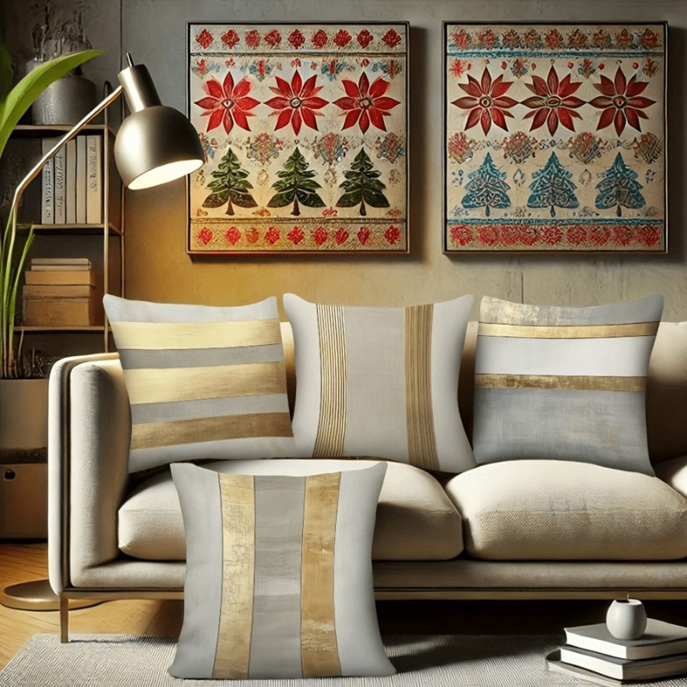 Glamorous Gold and Neutral Str - Luxury Home Textiles Usa recension och pris