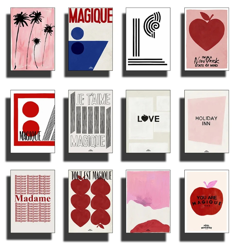 Modern Nordic Retro Art Red Lo - Home Textiles France recension och pris