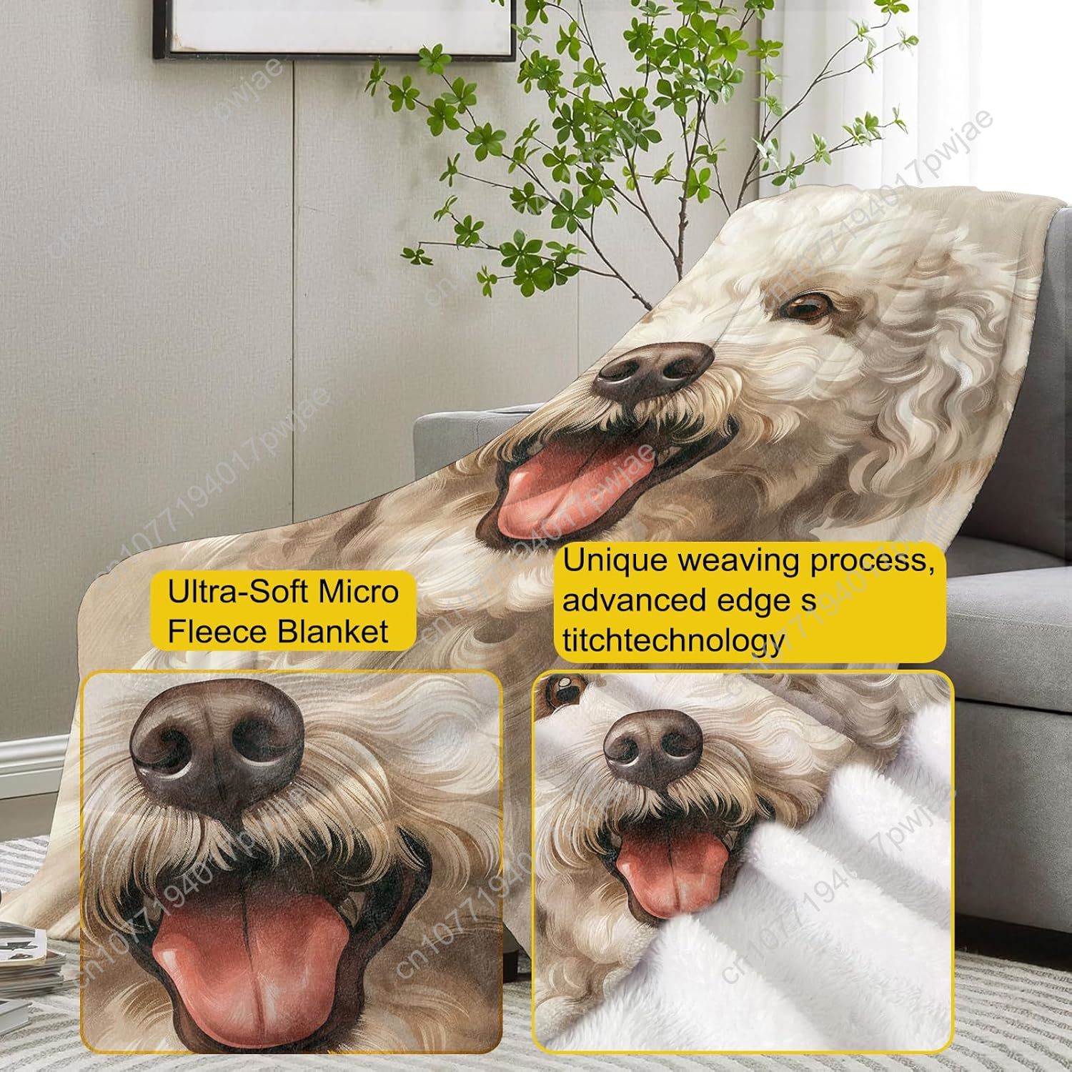 Joyful Poodle Portrait Blanket - Home Textiles Blanket recension och pris