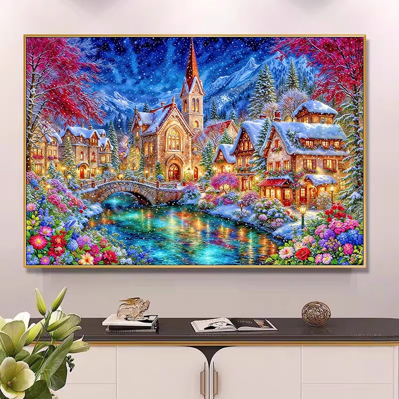 9ct 100x75cm Winter Church Emb - Home Textiles Discount recension och pris