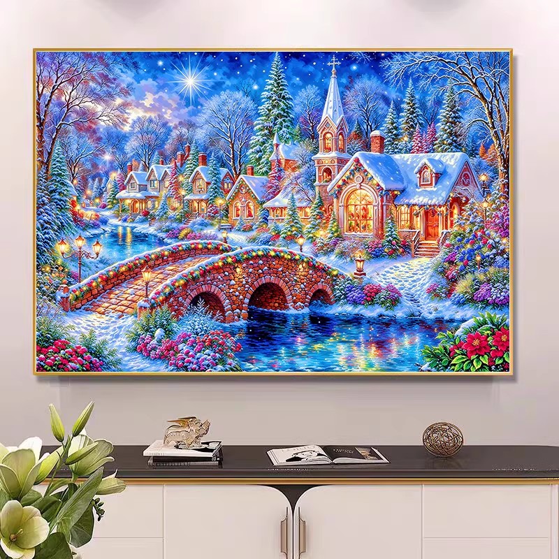 9ct 100x75cm Winter Church Emb - Home Textiles Discount recension och pris